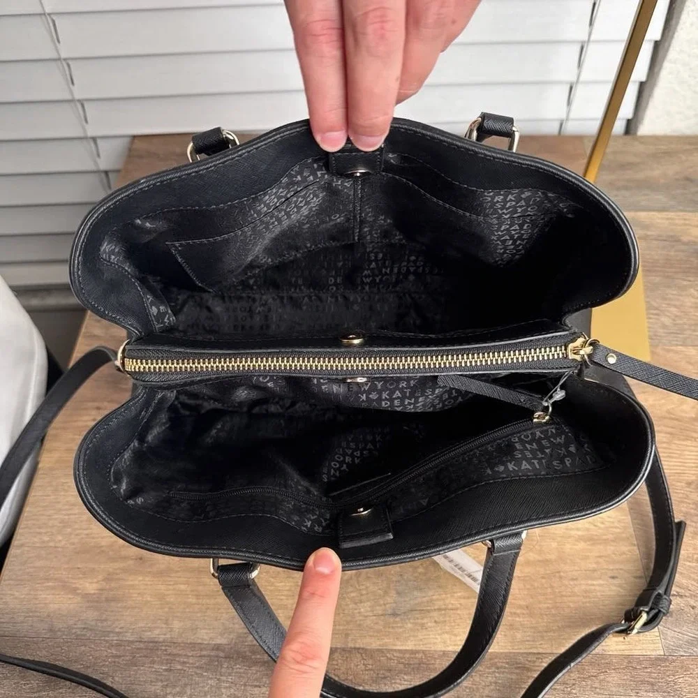 Kate Spade Laurel Way Evangelie Black Saffiano Leather Satchel Bag WKRU3930